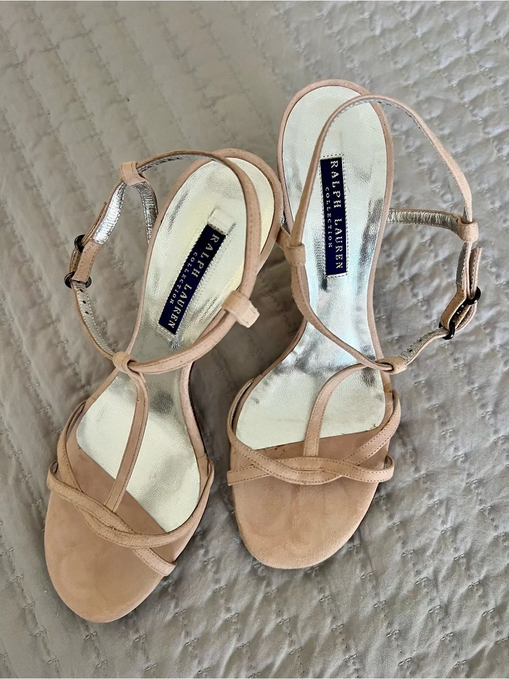 Ralph Lauren Blush Tan Suede Strappy Heels